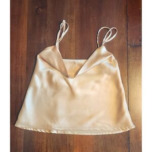 Showpo Womens Sleeveless Cowl Neck Champagne Gold‎ Satiny Camisole Top - Size 8